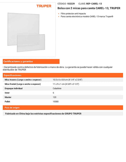 Bolsa con 2 micas para careta CAREL-13