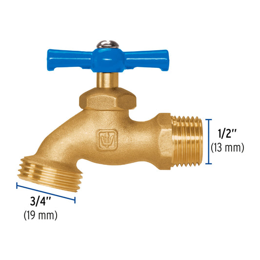 Llave para manguera de latón 120 g entrada 1/2"