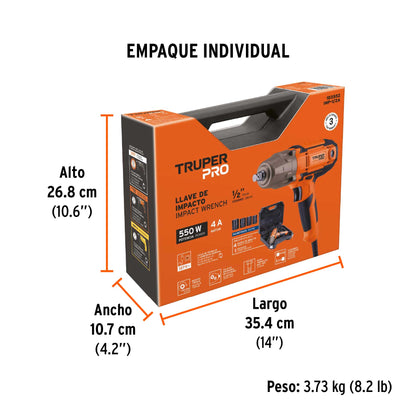 Llave de impacto 1/2" 550W, 258 lb/ft, TRUPER PRO · vista 7
