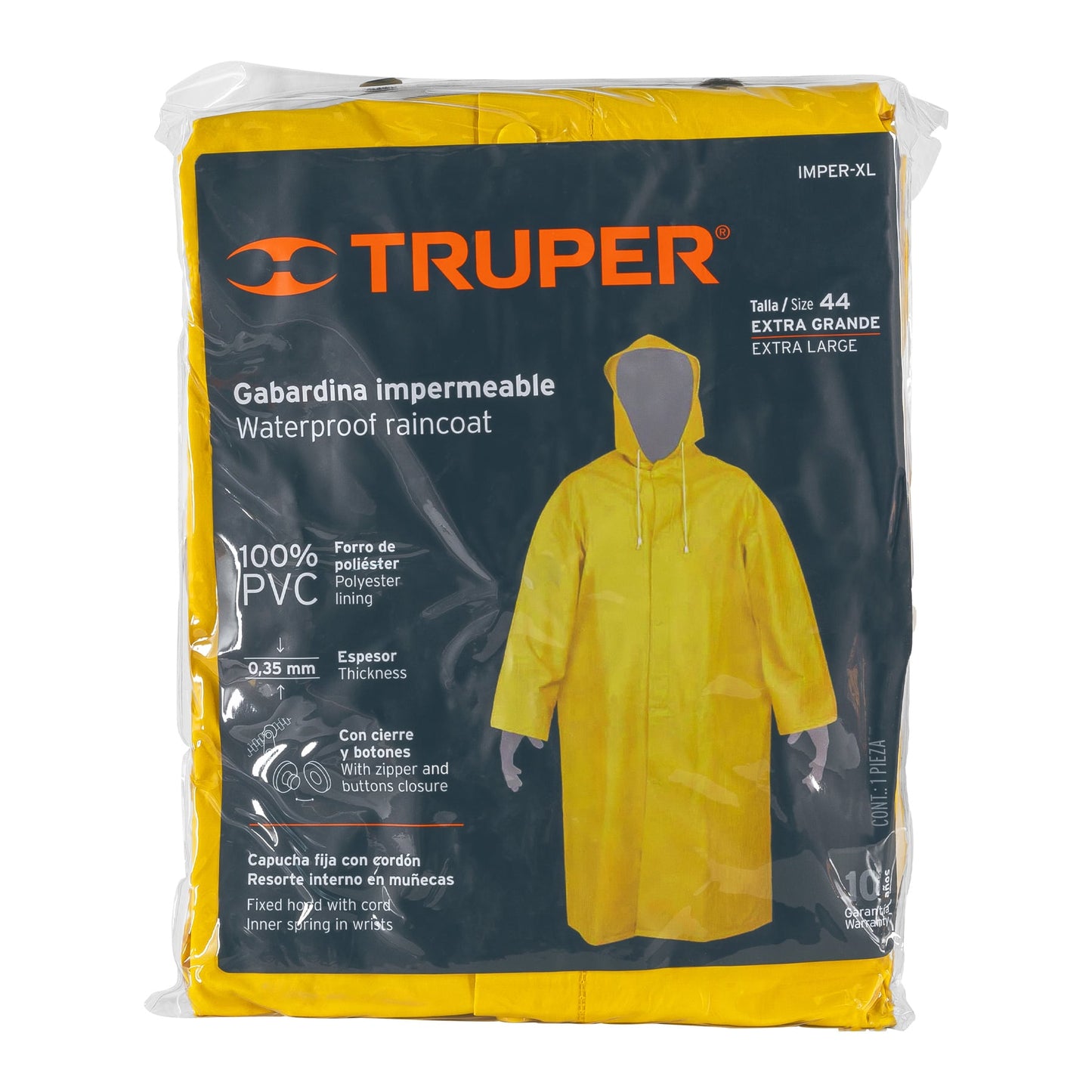 Gabardina impermeable doble capa talla XG