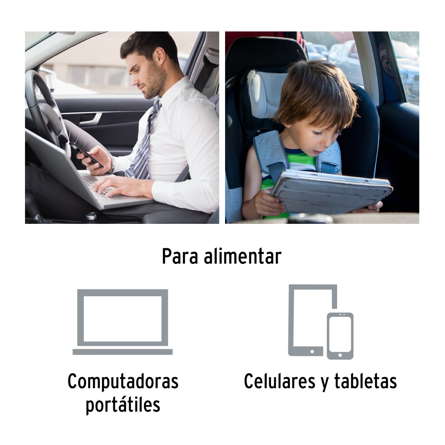 Inversor de corriente de 120 W con puertos USB