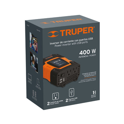 Inversor de corriente de 400 W con puertos USB