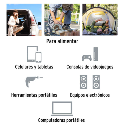 Inversor de corriente de 750 W con puertos USB
