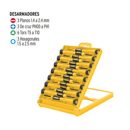 Juego con 15 desarmadores de precisión