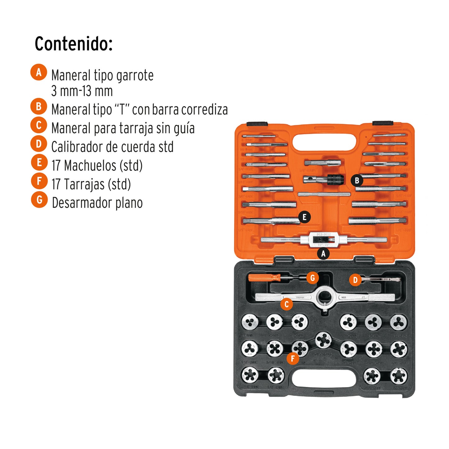Juego 40 pz Machuelos y Tarrajas Estándar