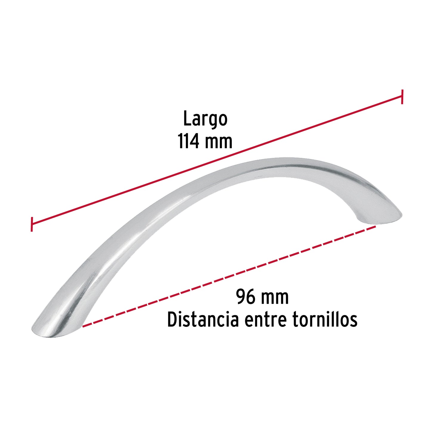 Jaladera 96mm línea Arco níquel
