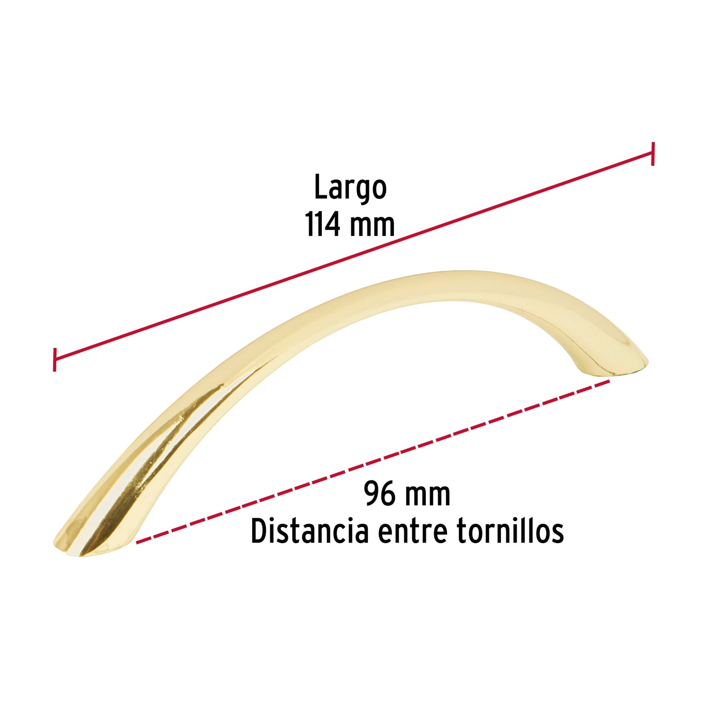 Jaladera 96mm línea Arco latón brillante