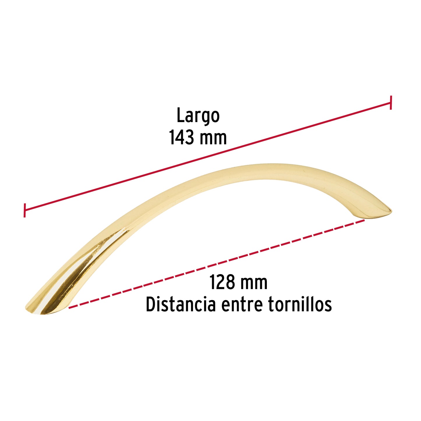 Jaladera 128mm línea Arco latón brillante