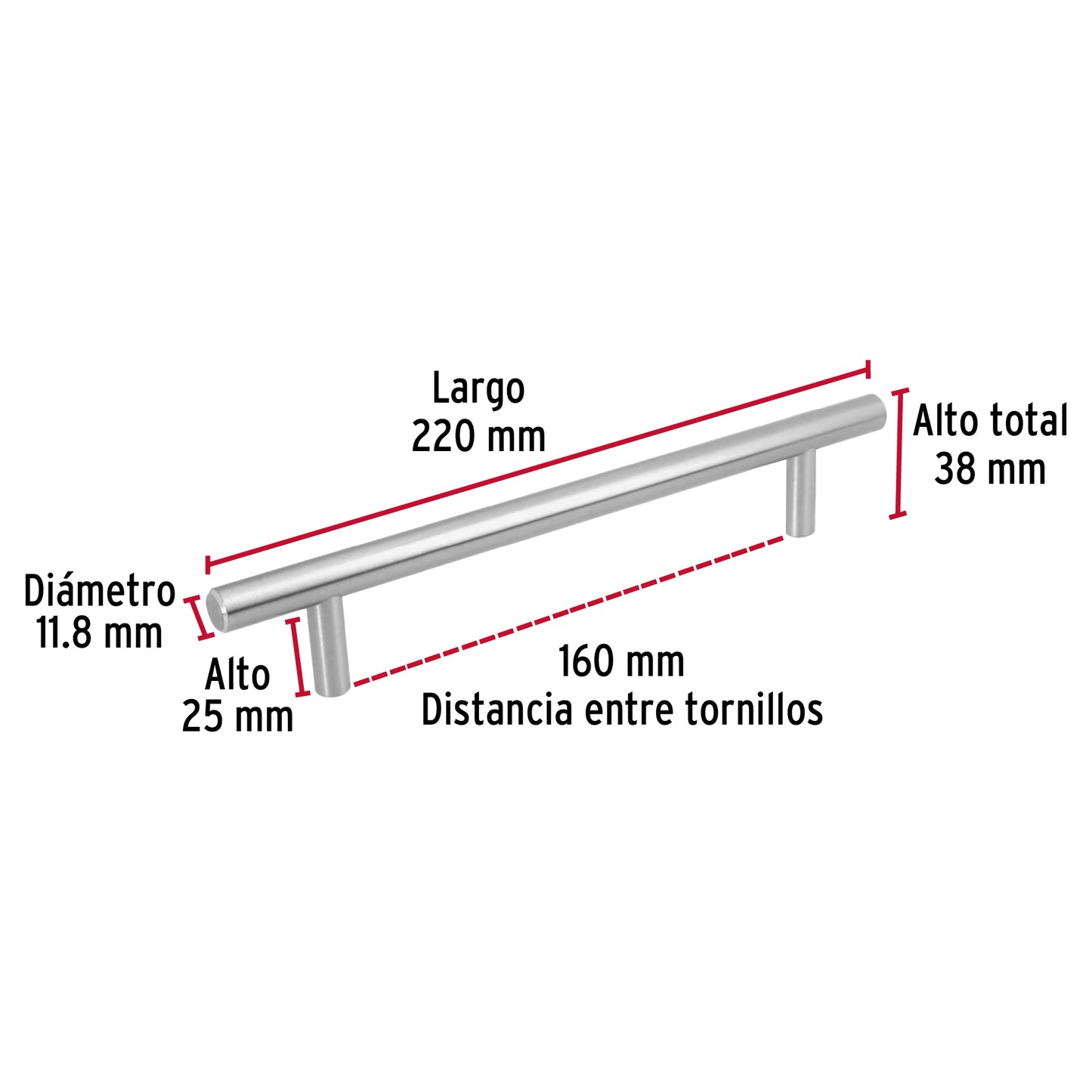 Jaladera 160mm línea Cilindro níquel