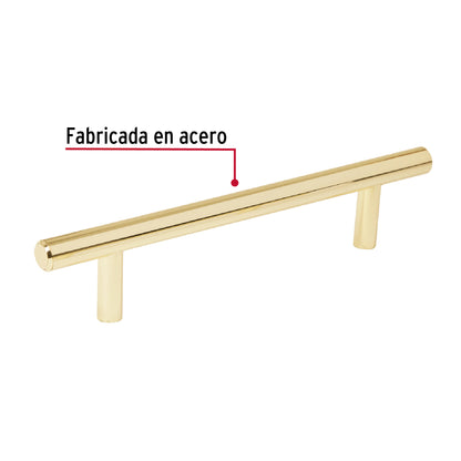 Jaladera 128mm línea Cilindro latón brillante