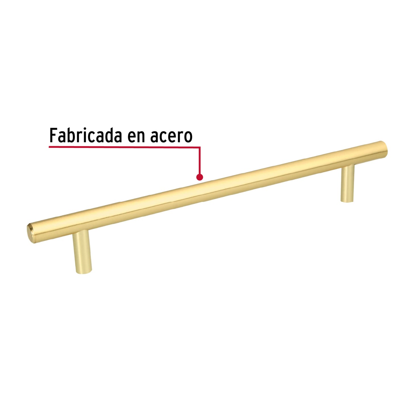 Jaladera 192mm línea Cilindro latón brillante
