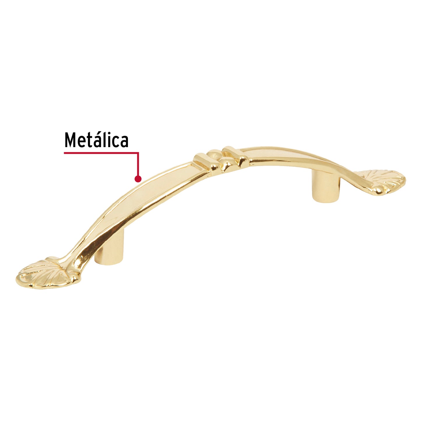 Jaladera 76mm línea Barroco latón brillante