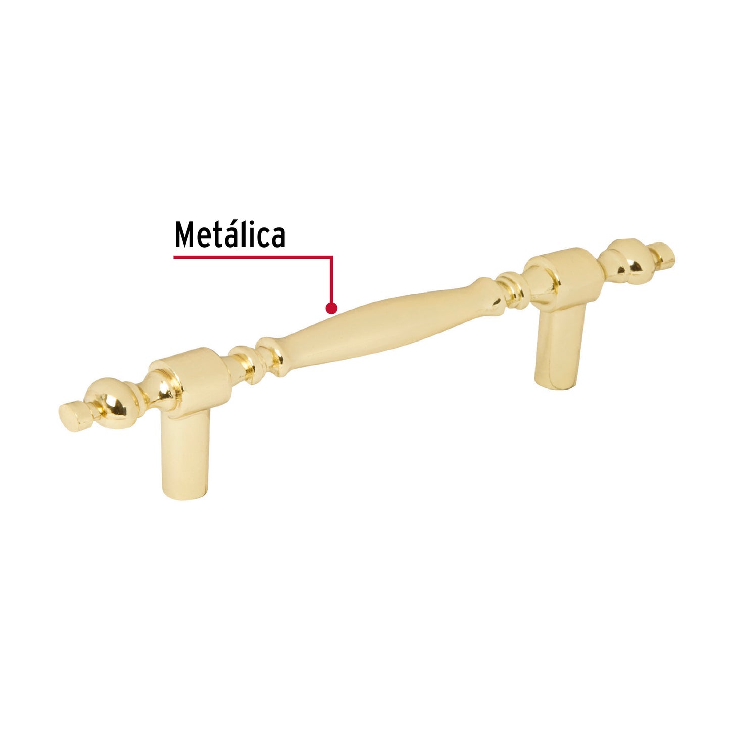 Jaladera 76mm línea Colonial latón brillante
