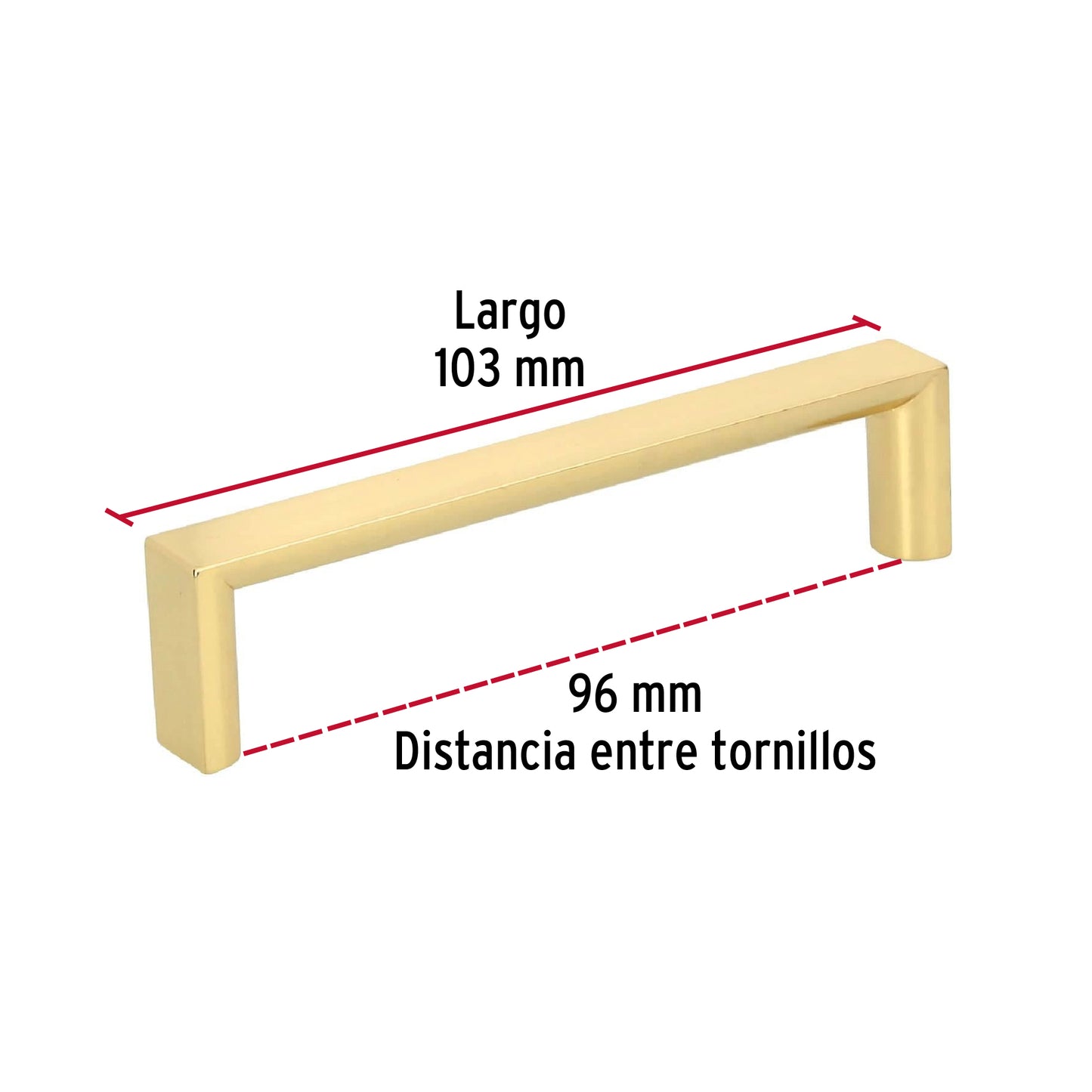 Jaladera 96mm línea Andamio latón brillante