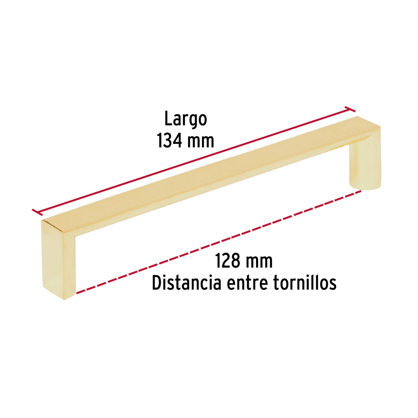 Jaladera 128mm línea Andamio latón brillante