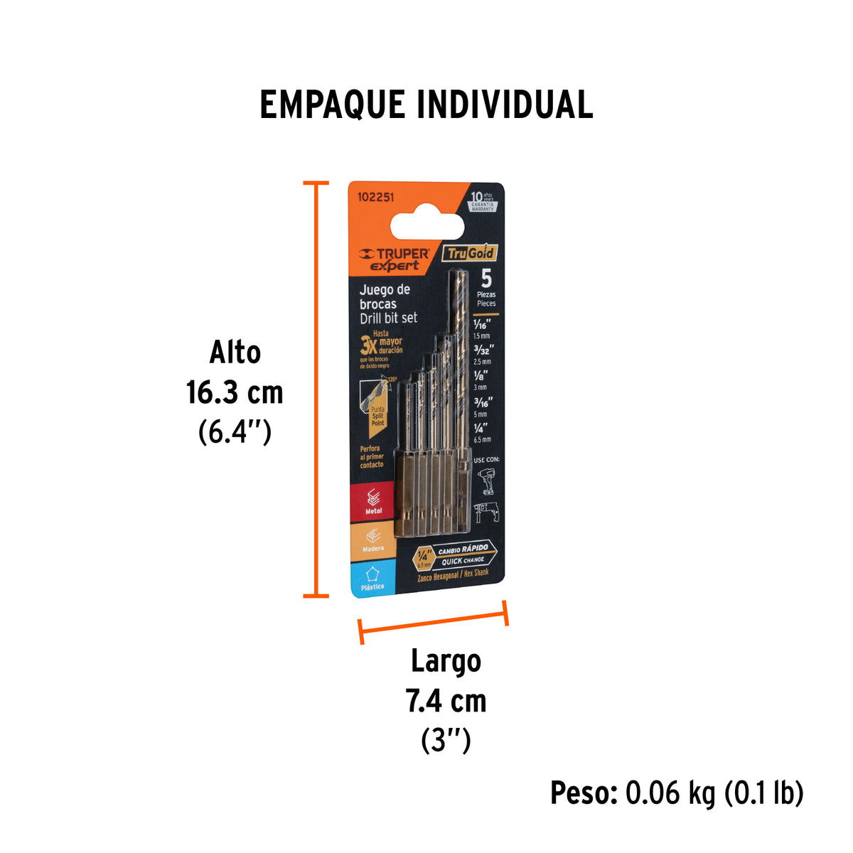 Juego de 5 brocas HSS para metal zanco cambio rápido, Expert · vista 4