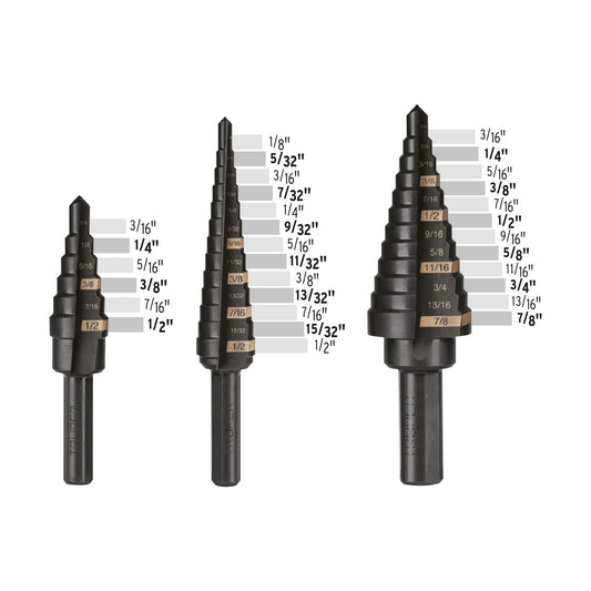 Juego de 3 brocas escalonadas de óxido negro