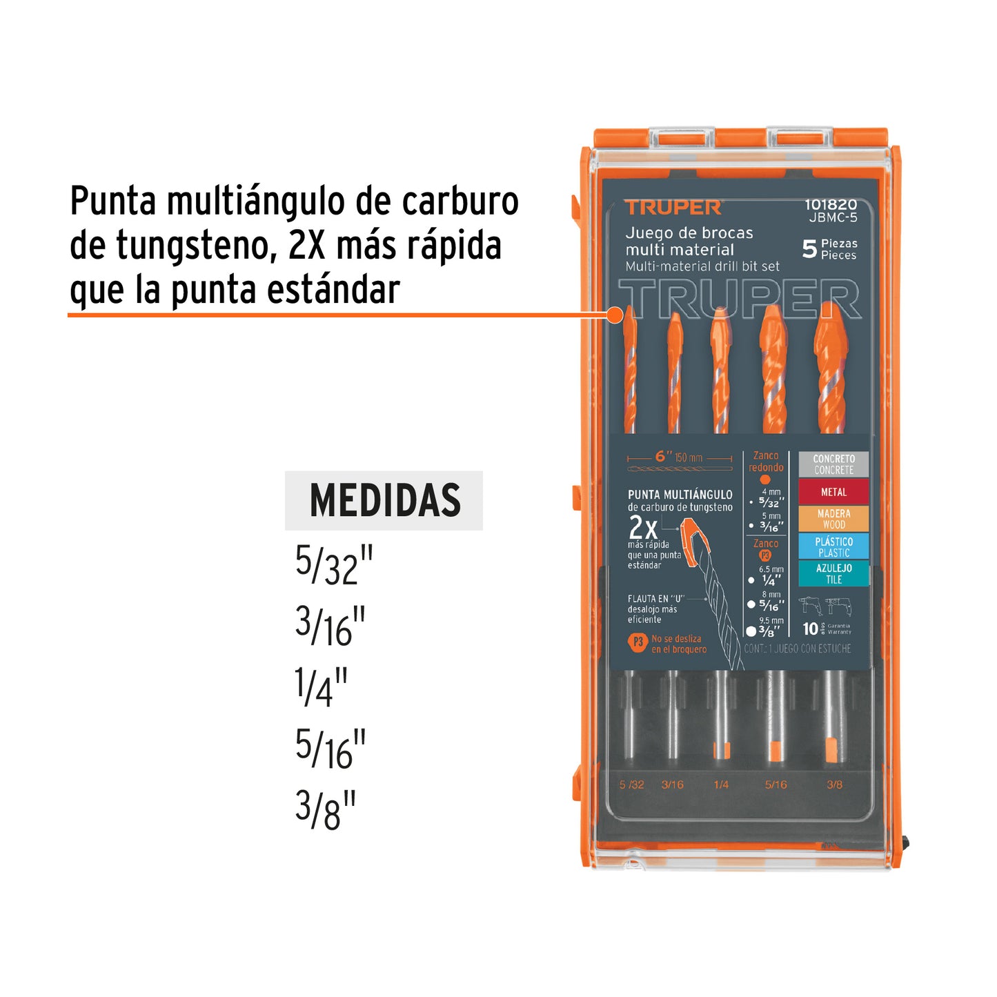 Juego de 5 brocas multimaterial