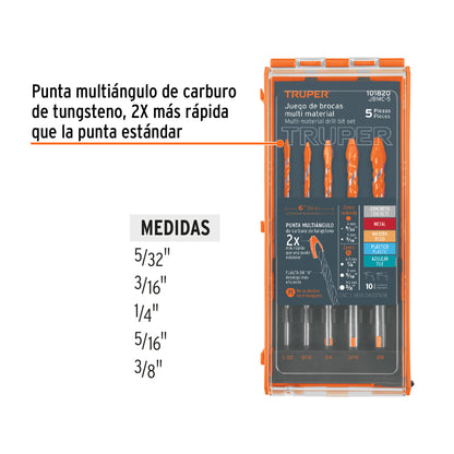 Juego de 5 brocas multimaterial