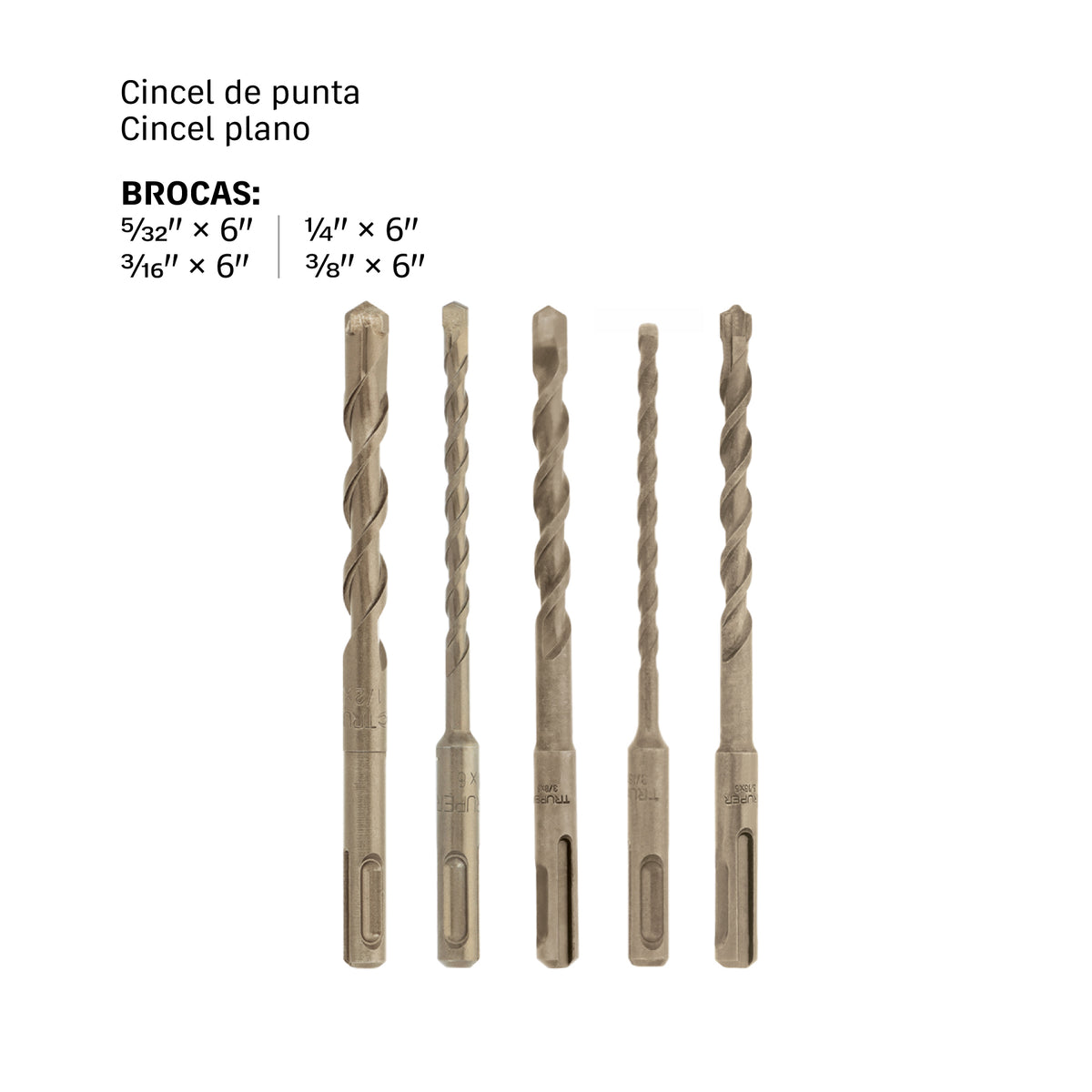 Juego de 5 brocas para concreto SDS Plus · vista 3