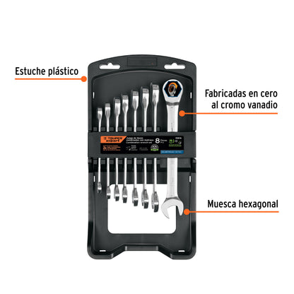 Juego de 8 llaves combinadas mm con matraca