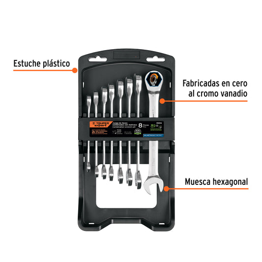 Juego de 8 llaves combinadas mm con matraca