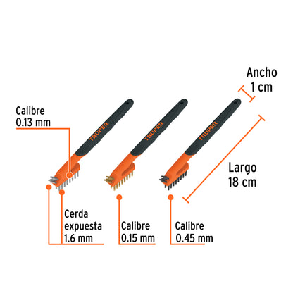 Juego de 3 minicepillos de alambre 28 pinceles · vista 3