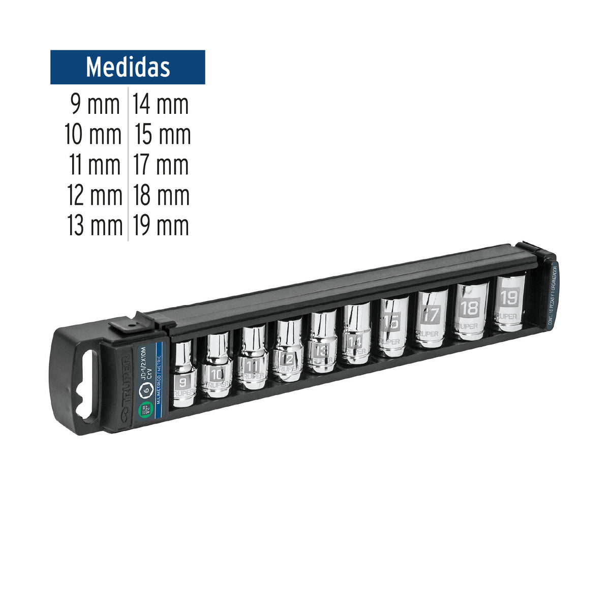 Juego 10 dados milimétricos cuadro 1/2pulg