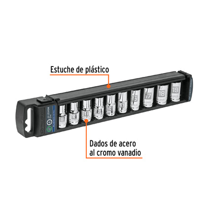 Juego 10 dados milimétricos cuadro 1/2pulg