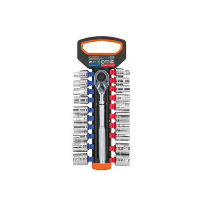 Juego de dados mm y std con matraca, cuadro 1/2"