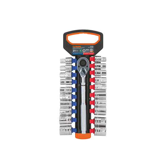 Juego de dados mm y std con matraca, cuadro 1/2"