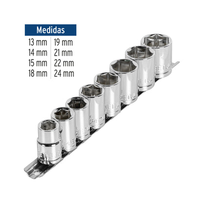 Juego de 8 dados de cuadro 1/2 con riel organizador