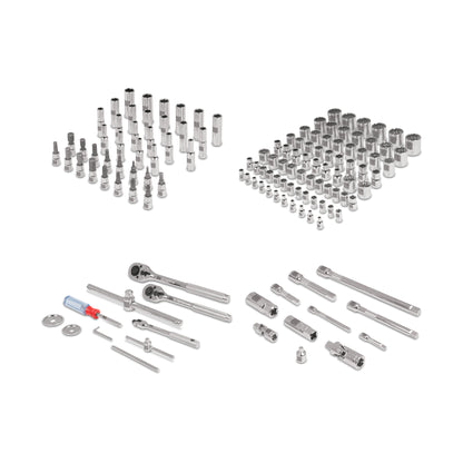 Juego de 135 herramientas mecánicas 1/4 3/8 y 1/2 en estándar y milimétrico