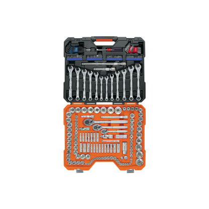 Juego de 199 herramientas mecánicas 1/4 3/8 y 1/2 en estándar y milimétrico