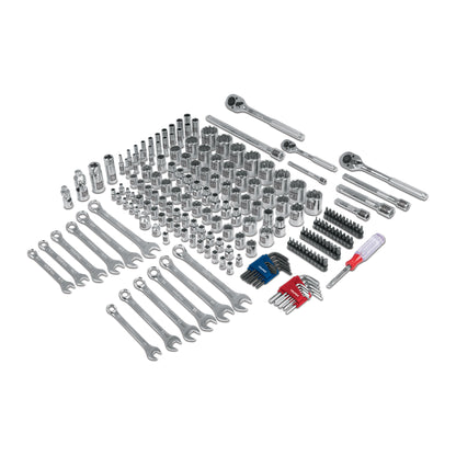 Juego de 199 herramientas mecánicas 1/4 3/8 y 1/2 en estándar y milimétrico