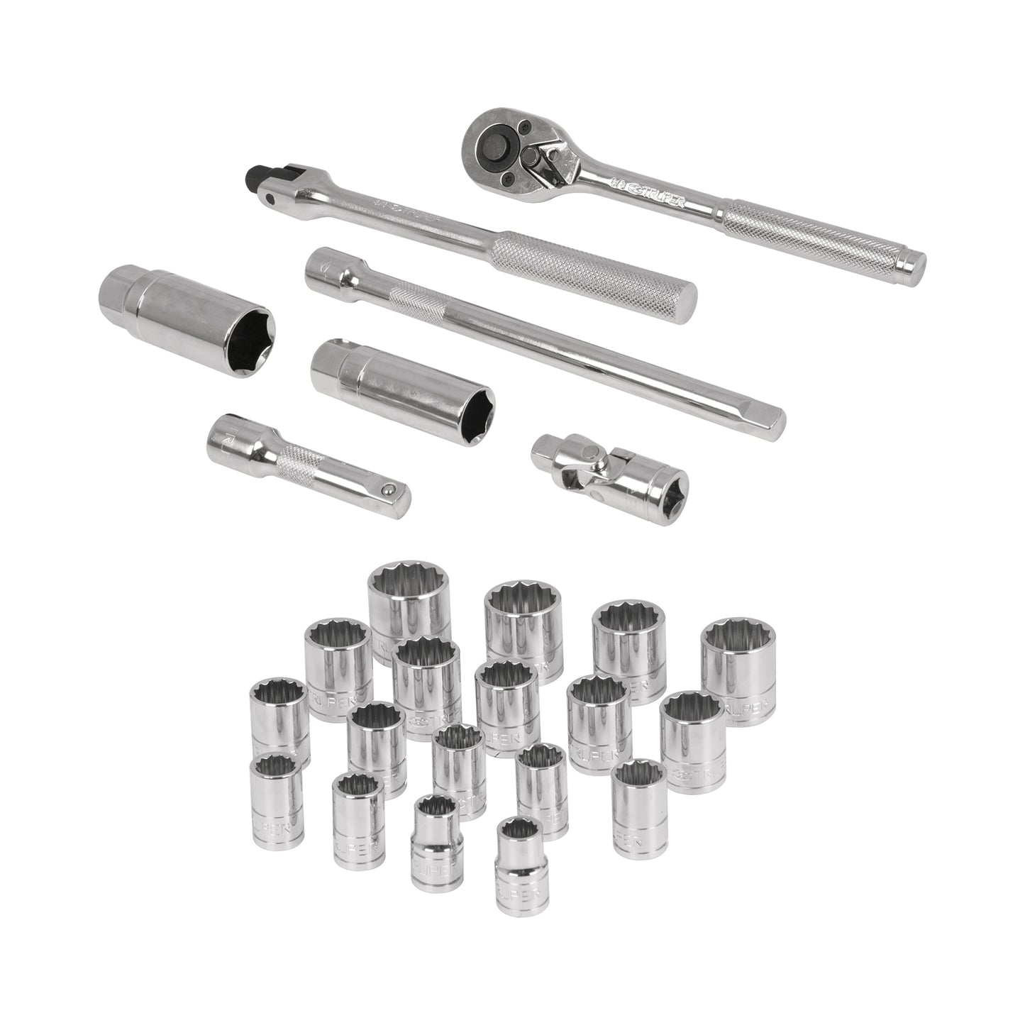 Juego de 25 herramientas mecánicas cuadro 3/8 en estándar y milimétrico