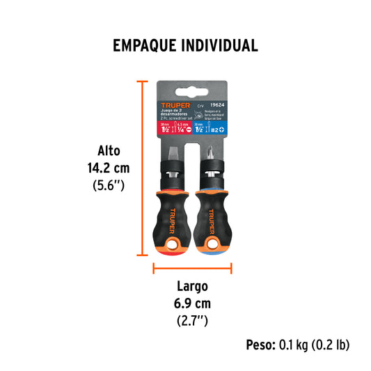 Dúo de desarmadores 1/4 x 1-1/2" mango Comfort Grip