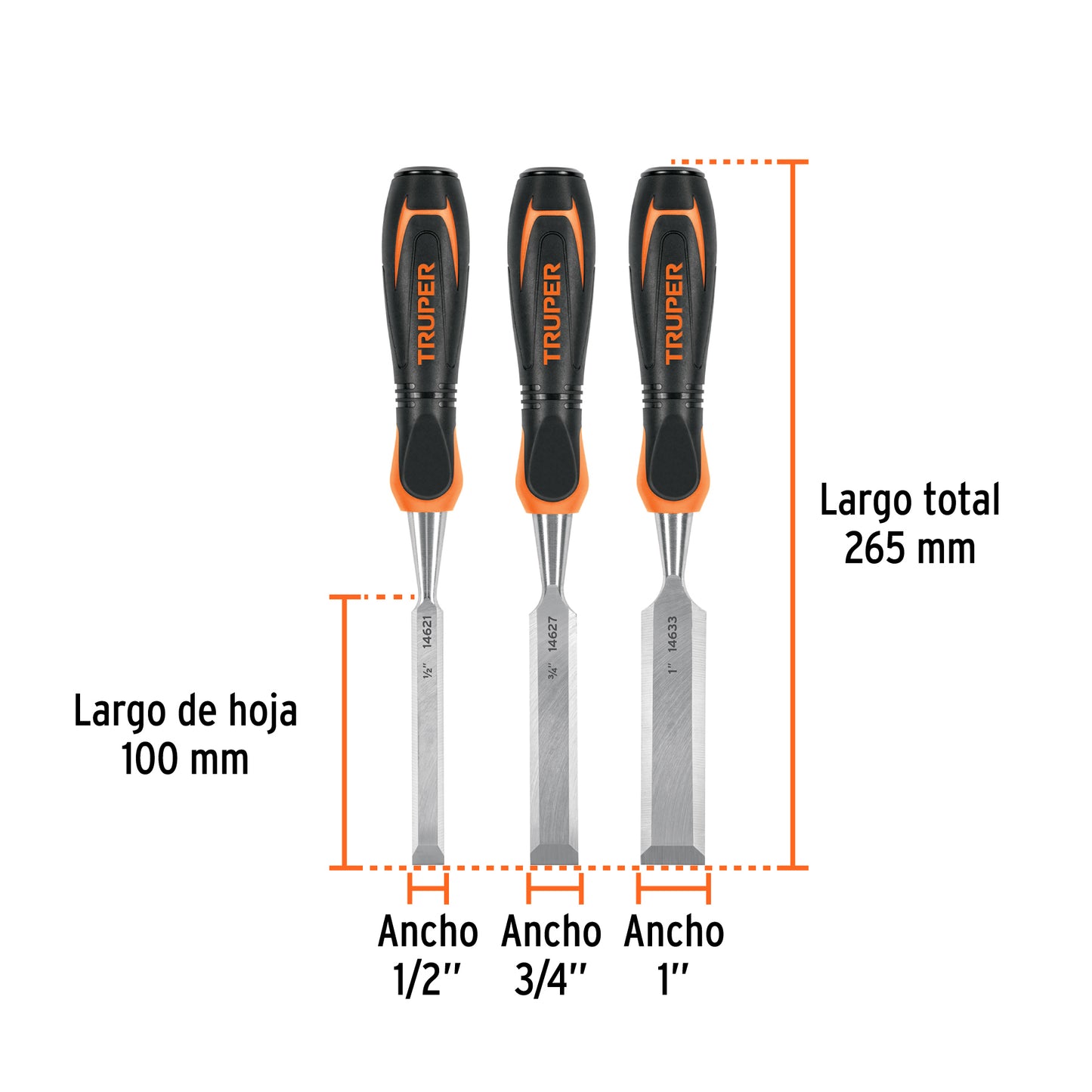 Juego 3 formones mango Comfort Grip