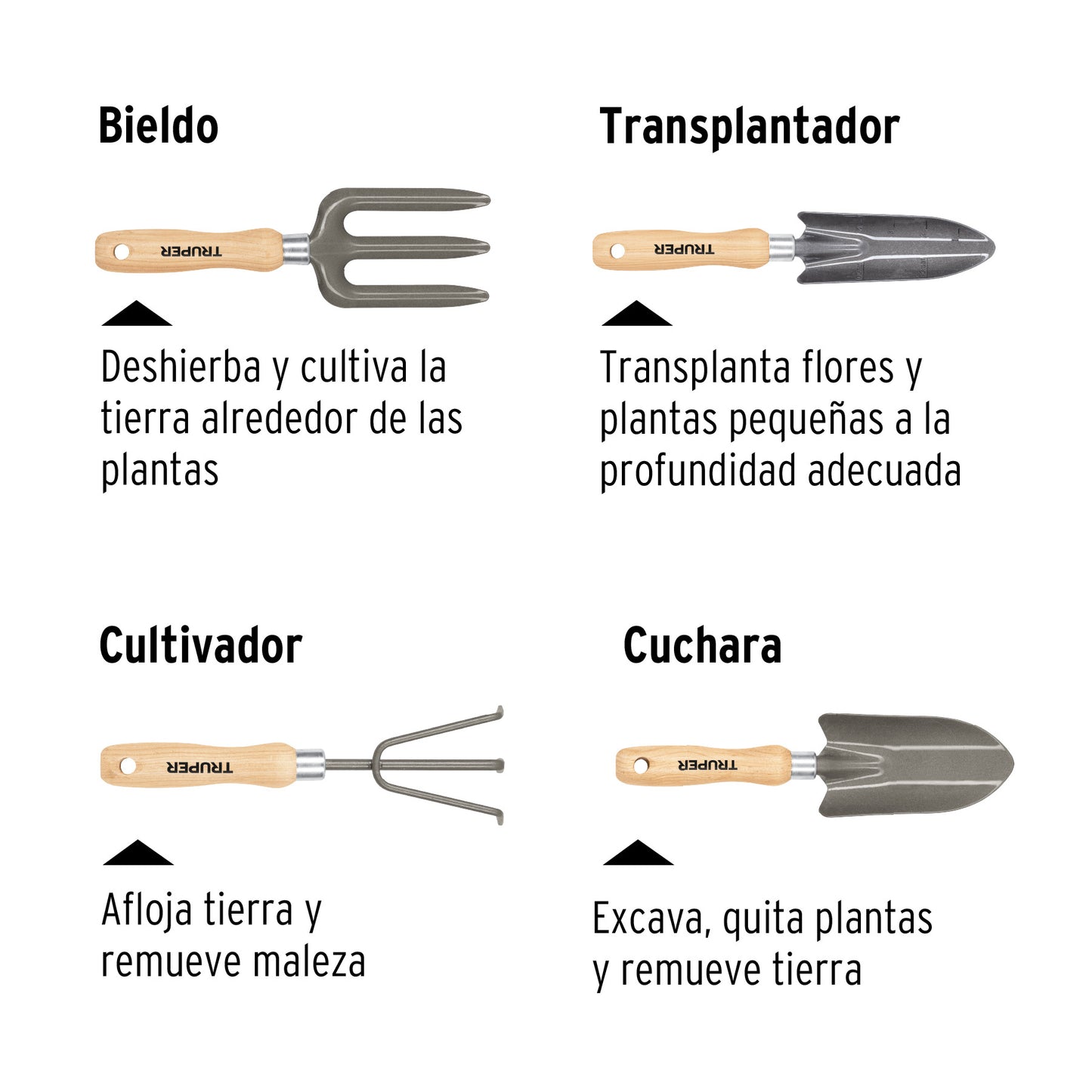 Juego 4 herramientas para jardín