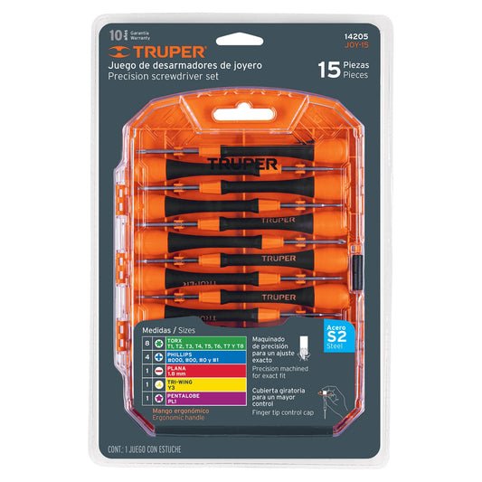 Juego con 15 desarmadores de precisión