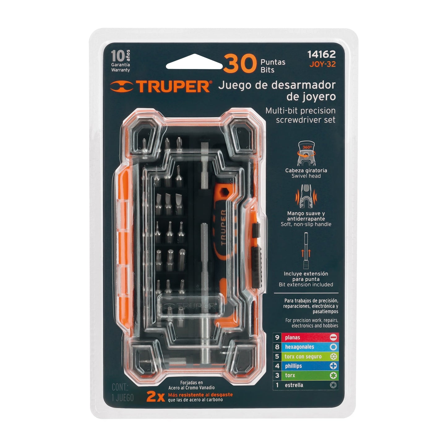 Desarmador de precisión con 30 puntas y extensión