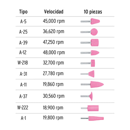 Juego de 10 piedras montadas zanco 14