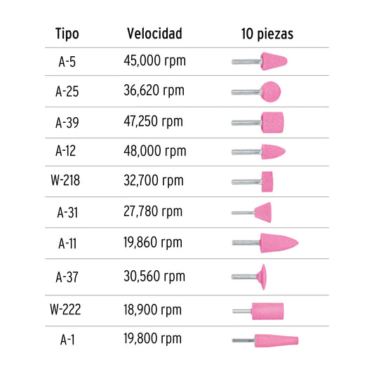Juego de 10 piedras montadas zanco 14
