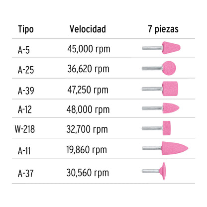 Juego de 7 piedras montadas zanco 14