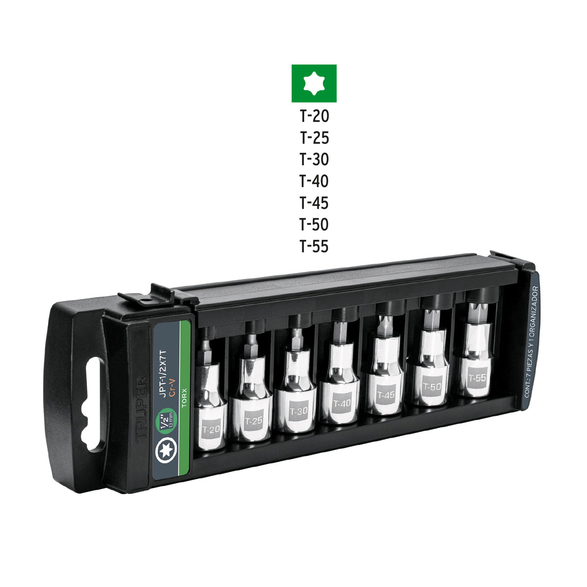 Juego de 7 dados cuadro 1/2" punta torx · vista 4