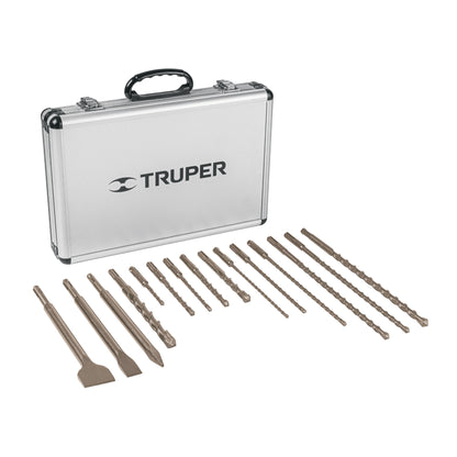 Juego de brocas y cinceles SDS Plus de 15 piezas con estuche de aluminio