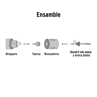 Juego de 14 piezas con brocasierras mandriles y llave allen