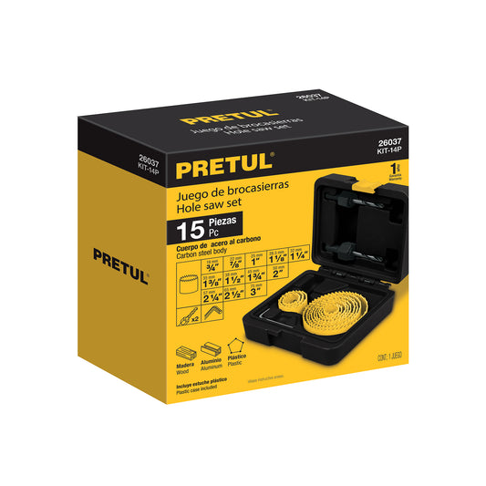 Juego de 14 piezas con brocasierras mandriles y llave allen