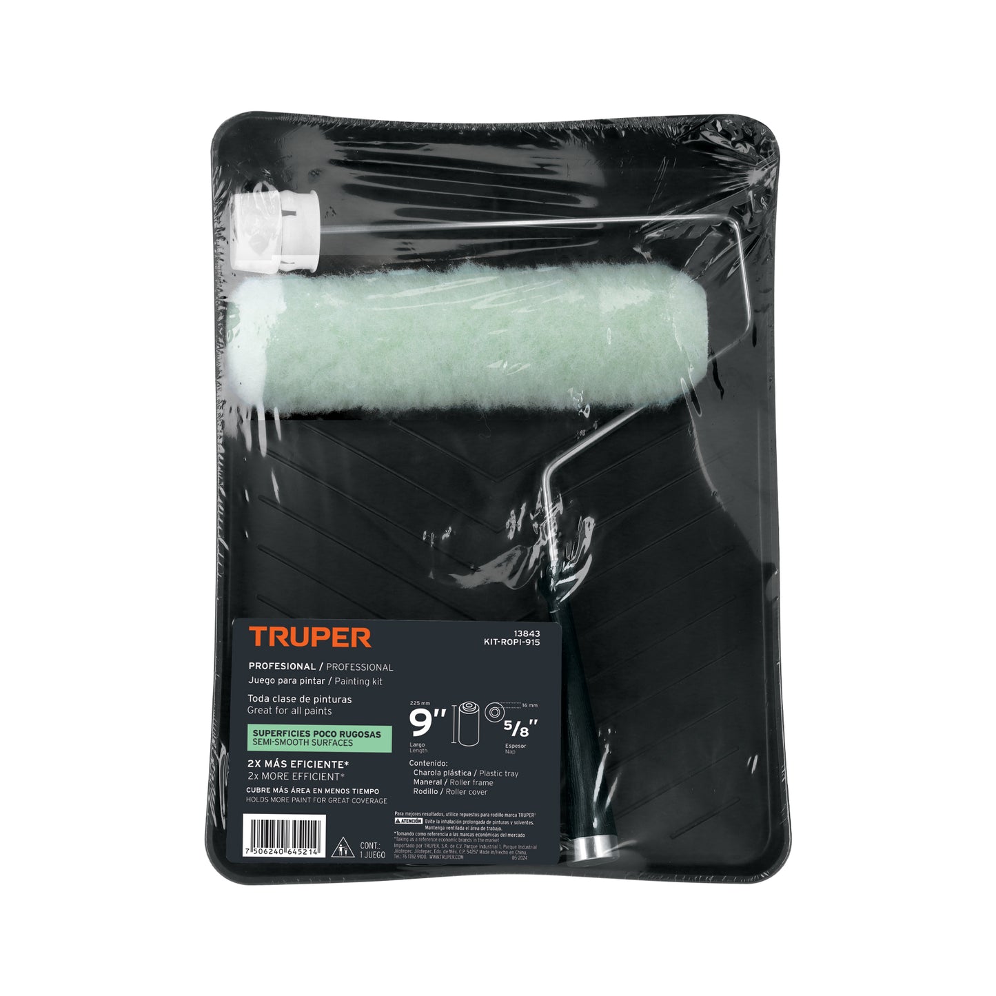 Kit de rodillo para pintar de 9 pulgadas con maneral charola y felpa