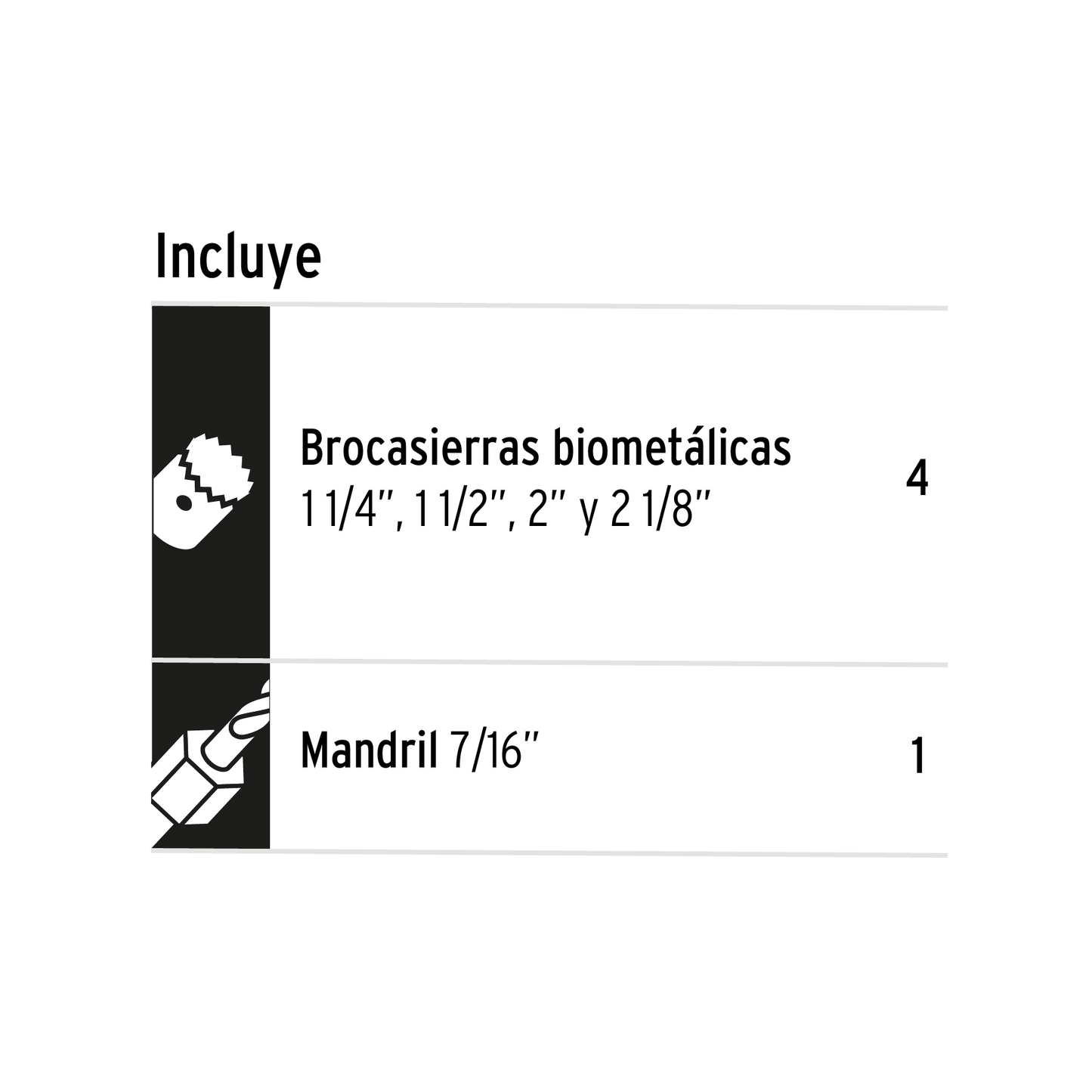 Juego 4 brocasierras bimetalicas con mandril pequeñas